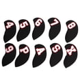 thumbnail image 2 of Number  Iron Headcover, Durable Neoprene 10Pcs/Set Iron Club Head Cover Set Delicate  For Protecting Club Black, 2 of 8