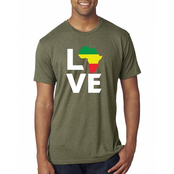 Love Africa Pride Map Black Freedom Black History Month Gift | Mens Black Pride History Premium Tri Blend T-Shirt, Military Green, Small