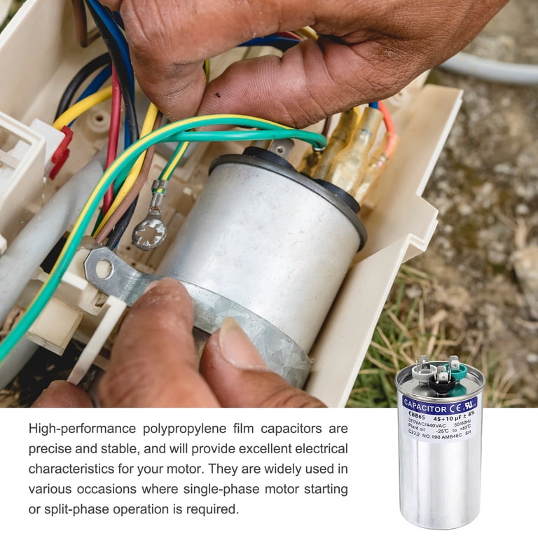 Uxcell 45+10MFD CBB65 Run Start Capacitor 45+10uF, 370/440V Round