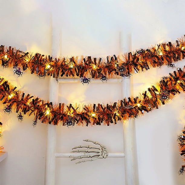 Guirnalda de luces de Halloween | Luces brillantes a pilas | Decoración de guirnalda metálica para fiestas, paredes, techos y ventanas