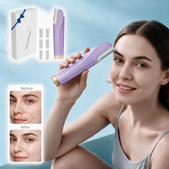 MQ Dermaplane Razor for Women Face, Rechargeable Electric Facial Hair Removal Tool with 7 Replacement Blades, 3 Speeds Exfoliator with LED Light for Peach Fuzz Skincare Makeup Prep