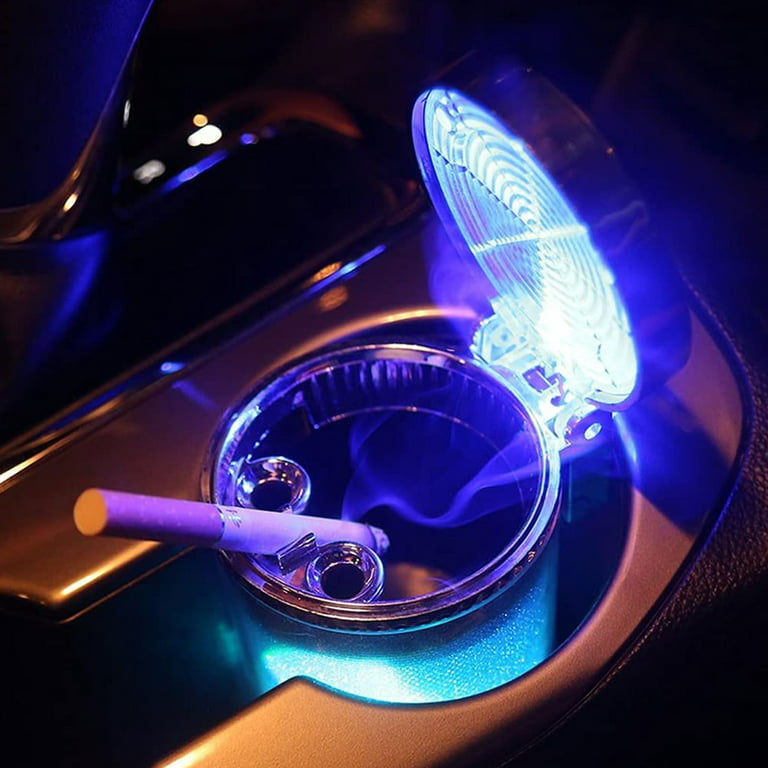 SparkleLite Crystal Car Ashtray With LED Light & Airtight Lid