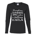 thumbnail image 2 of Wild Bobby Pumpkins Hayrides Apple Cider and Falling Leaves White and Black Halloween Women Graphic Long Sleeve Tee, Black, X-Large, 2 of 6