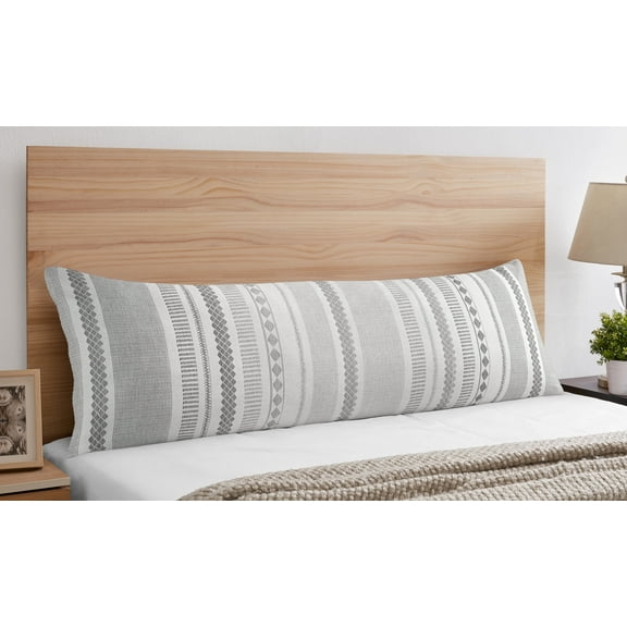 Sweet Jojo Designs Boho Tribal Jacquard Ivory Black White Body Pillow Cover Case 54x20 (Pillow Not Included)