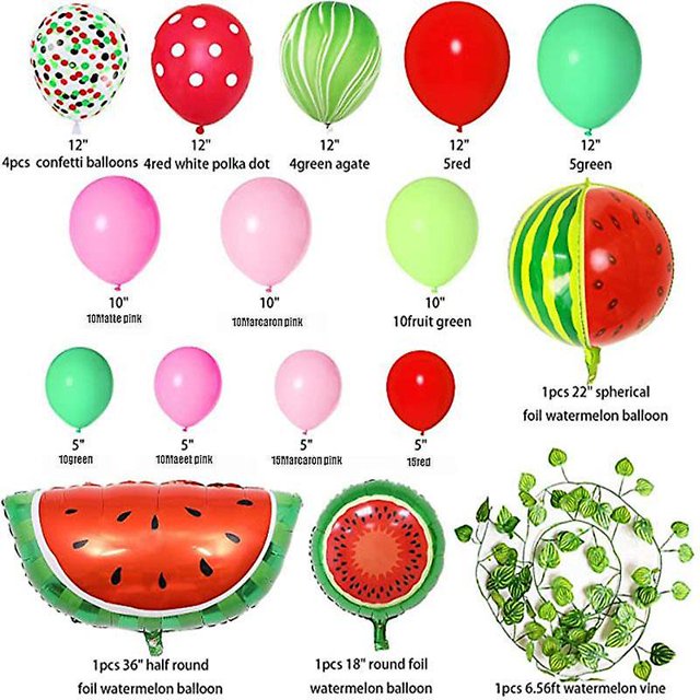 110 piezas (juego de sandía) Globos de látex con helio para decoración de fiestas de cumpleaños, bodas, baby showers, bautizos y más