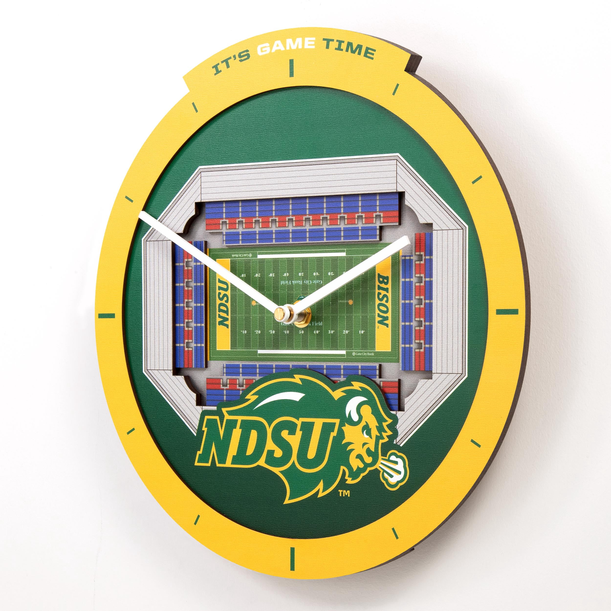 YouTheFan NCAA North Dakota State Bison Stadiumview 3D Wall Clock