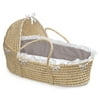 Badger Basket Natural Hooded Moses Basket - Gray Bedding