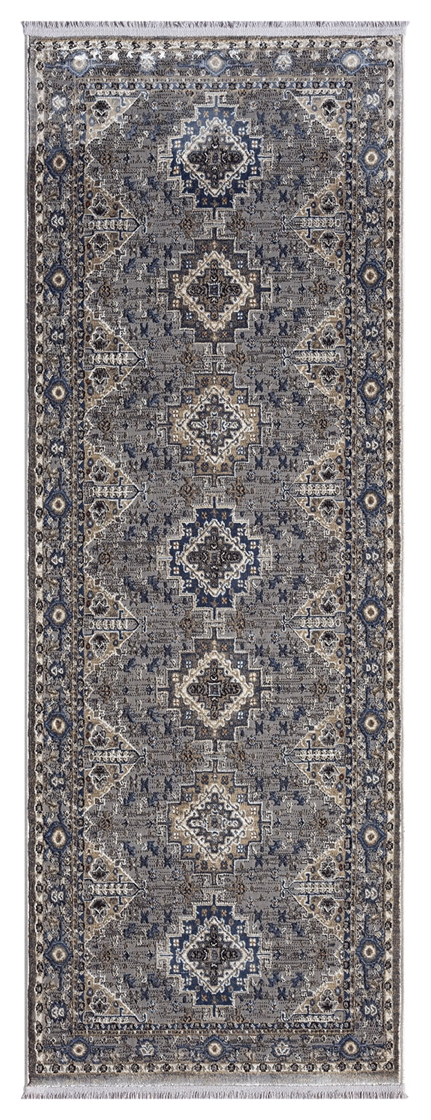 United Weavers Riviera Azure Runner Rug, Border Pattern, Grey, 2'7" X 7'2"