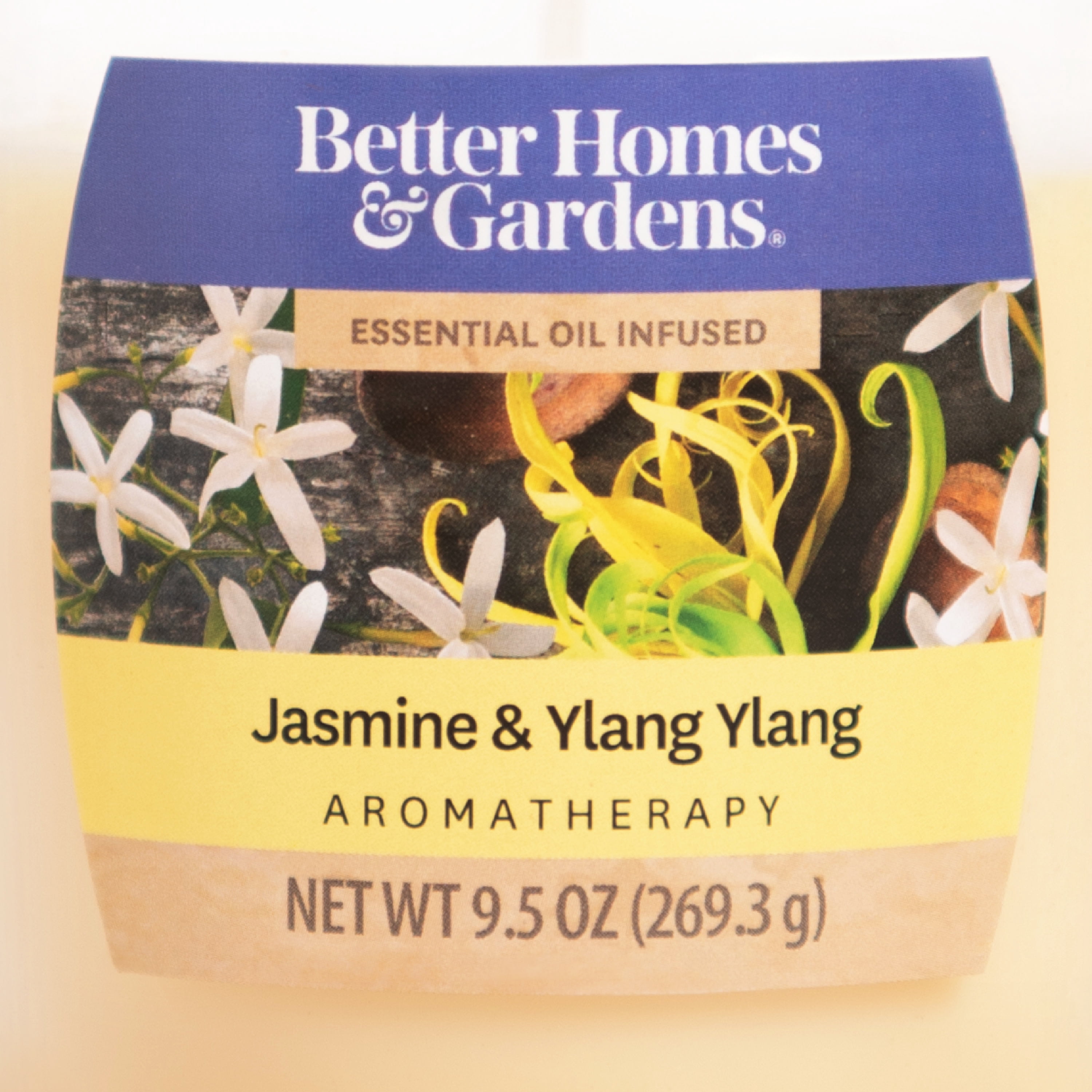 Better Homes & Garden Jasmine & Ylang Ylang Aromatherapy 9.5oz Jar Candle, Yellow