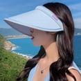 thumbnail image 4 of 2 piezas de sombreros con visera para el sol, sombreros con visera de ala ancha, gorras de playa de verano con ala grande ajustables para mujer, 4 of 7