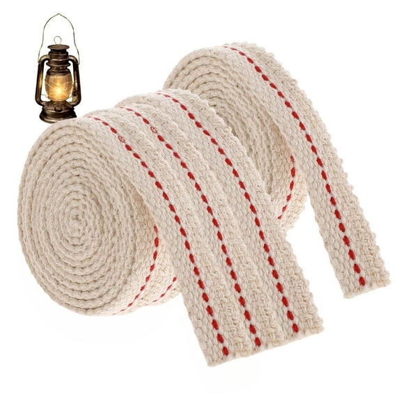 4 Rolls Oil Lamp Wicks Cotton Oil Lamp Wick with Genuine Red Stitch Replacement Oil Lanterns Wick for Paraffin Oil Kerosene Based Lanterns and Candle Burners, 1/2 Inchs x 6.56ft/Roll