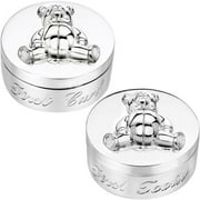 Personalized Gloria Duchin Silvertone First Tooth and Curl Trinket Boxes, Set of 2