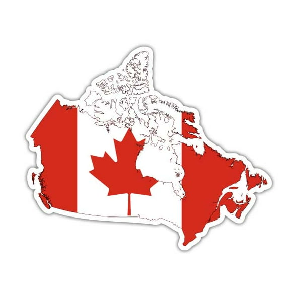 Canada Flag Canadian Country Shape - 3" Vinyl Sticker - For Car Laptop Water Bottle Phone - Waterproof Decal