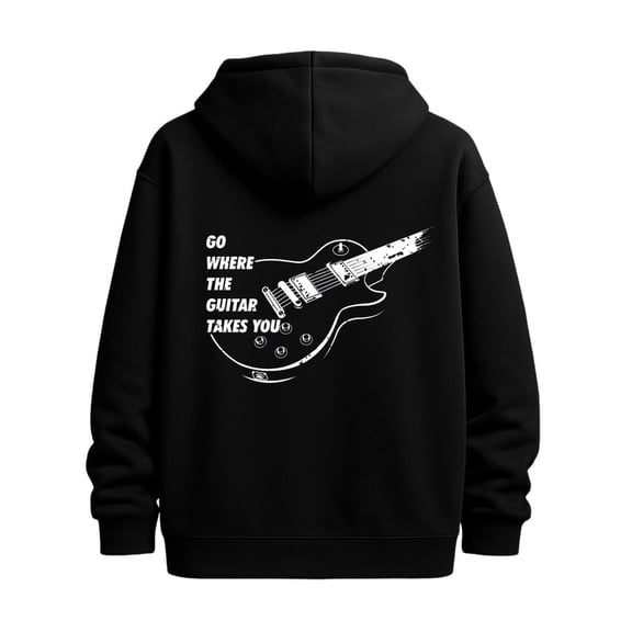 Guitar Journey Hoodie hoodies & sweatshirt music for men long sleeve black Everyday sweatshirt for the office, dates and outings streetwear creatures