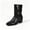 Black, variant on Women's Mid Calf Boots Leather Pointed Toe Ruched Low Block Heels Comfortable Boho Retro Casual Party Winter Dressy Shoes Brown Size 7