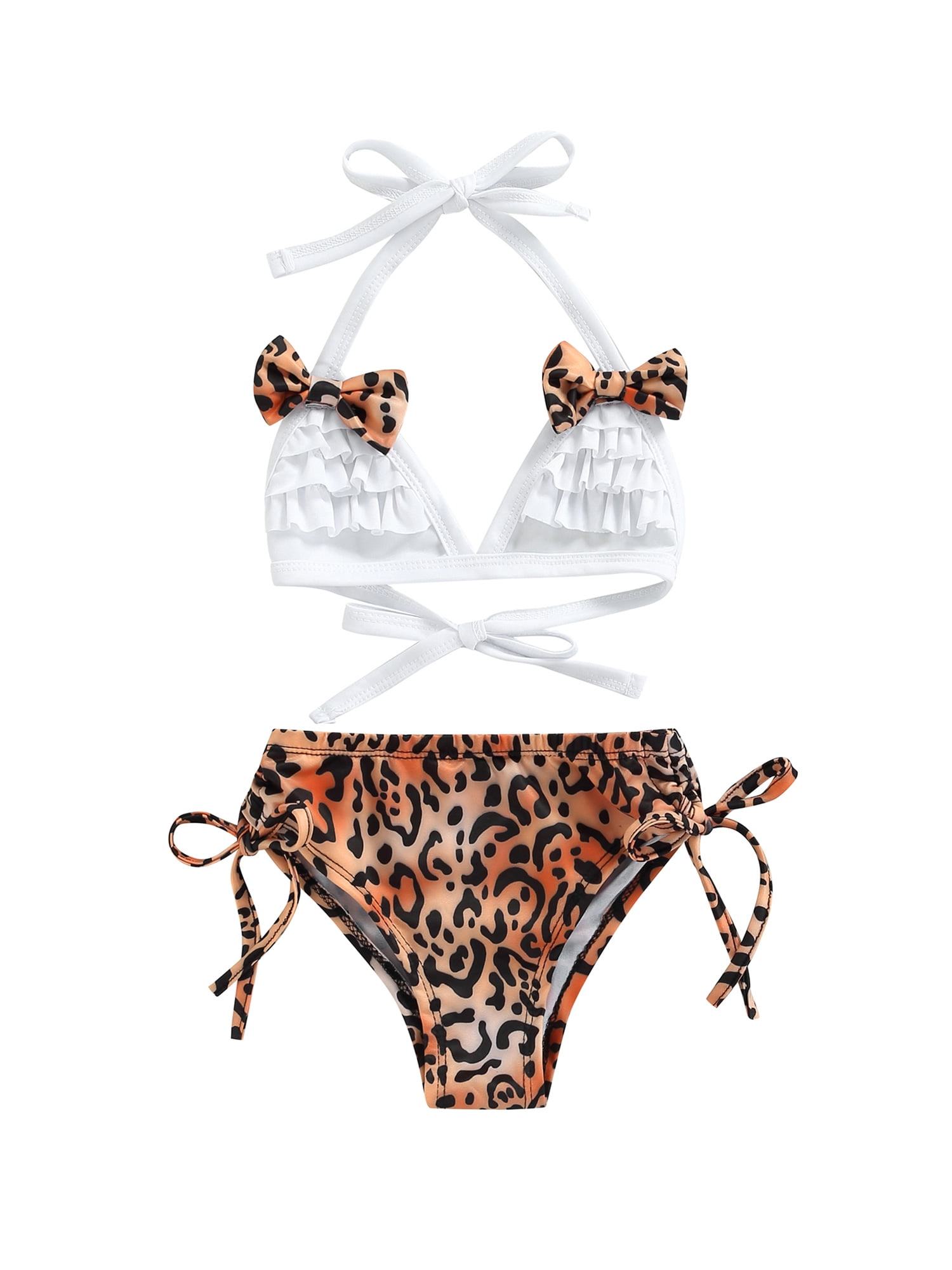 2Pcs Baby Girls Halter Bowknot Tube Top+Short Bottoms Bikini Bathing Suit Swinwear