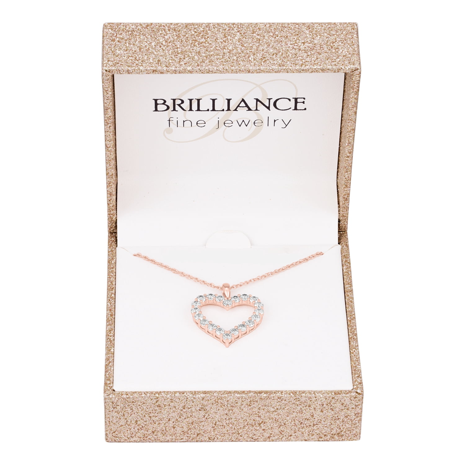 Simulated Diamond Heart Pendant 14kt Rose Gold Plated