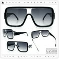 thumbnail image 2 of Oversized Rectangle Racer Shield 80s Plastic Fashion Flat Top Sunglasses Black - Smoke, 2 of 8
