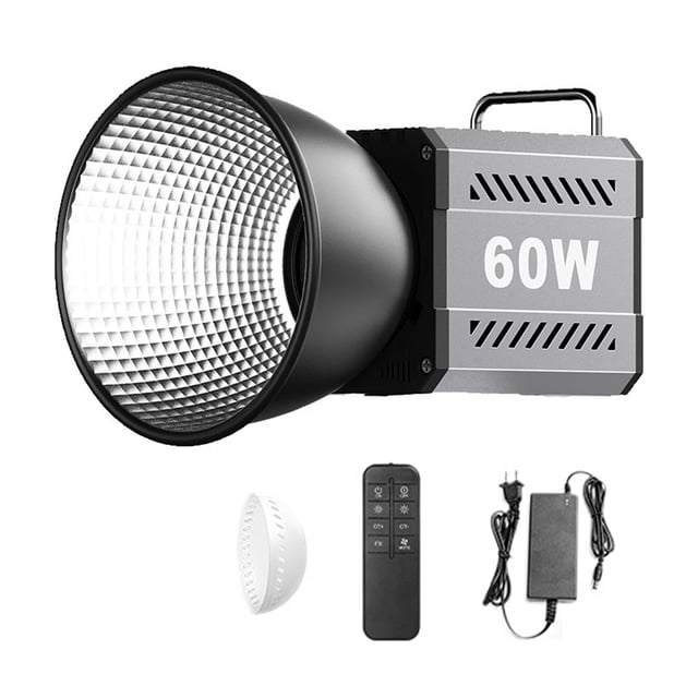 Luz De Estudio FotográFico COB PortáTil Profesional De 60 W, Luces De FotografíA Para Interiores Y Exteriores, Enchufe De EE. UU.