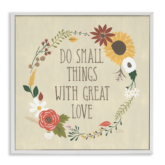 Stupell Industries French Country With Great Love Floral Phrase White Framed Giclee Art, 12 x 12, by Laura Marshall