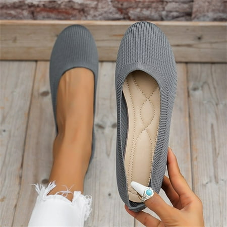 Summer Saving Clearance! Tuobarr Womens Dress Shoes Womens Multicolor Round-Toe Flats Shoes Lightweight Soft Sneakers Casual Shoe Gray US Size 7
