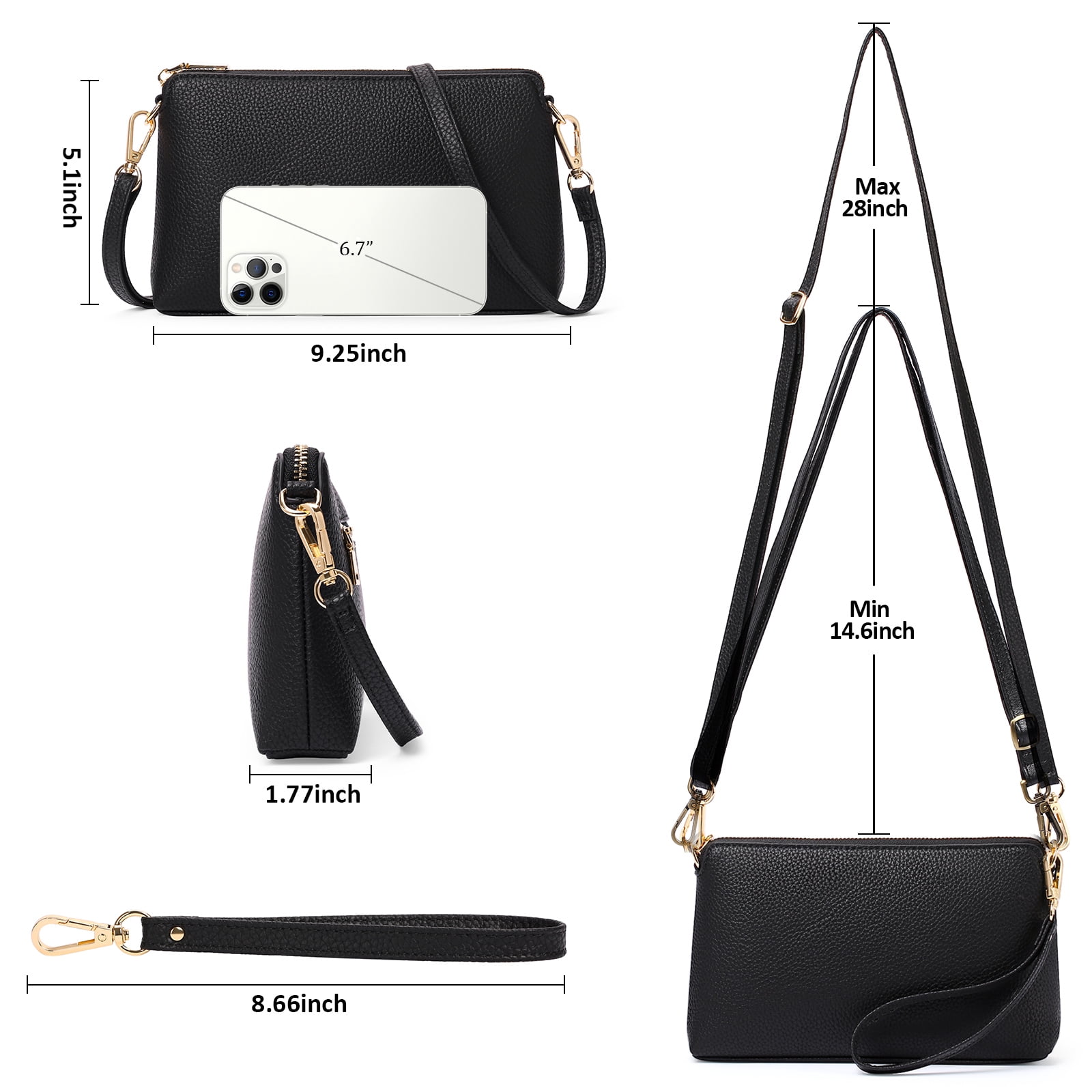 GAEKEAO Crossbody Bags for Women RFID Blocking Leather Shoulder Purse with Adjustable Strap & Top Zipper