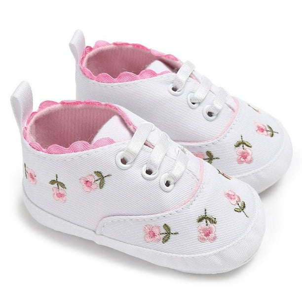 Zapatos De Bebé Niña Encaje Floral Bordado Suave Elástico Vendaje Zapatos De Bebé Para Diario Vogacara BA001403-04