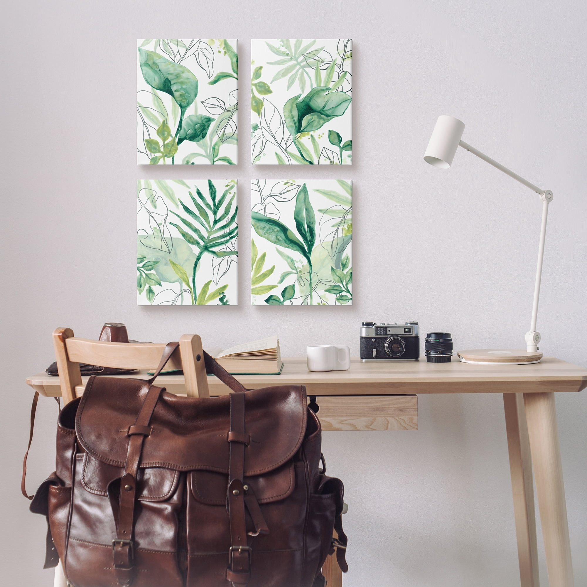 Stupell Industries Varied Green Tropical Plant Leaves Botanical & Floral Painting Gallery Wrapped Canvas Print Wall Art, Set of 4