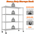 thumbnail image 5 of Legooin 60"W x 18"D x 72"H Garage Shelving Unit with Wheels Heavy Duty Storage Rack Height Adjustable Organizer for Warehouse Pantry Silver, 5 of 8