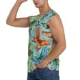 thumbnail image 3 of Lsque Retro Seamless Flying Butterflies Print Men's Cotton Blend Sleeveless Muscle Shirts (S-3XL)- Moisture Wicking, Odor Protection, UPF 30+,3X-Large, 3 of 8