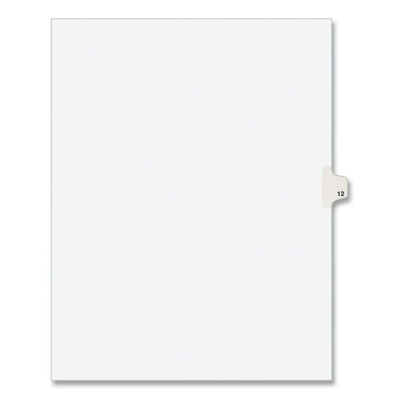Preprinted Legal Exhibit Side Tab Index Dividers, Avery Style, 10-Tab, 12, 11 X 8.5, White, 25/pack