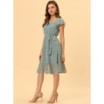 thumbnail image 2 of DARING DIVA Square Neck Flutter Sleeve A-Line Midi Dress S Blue Gray, 2 of 6