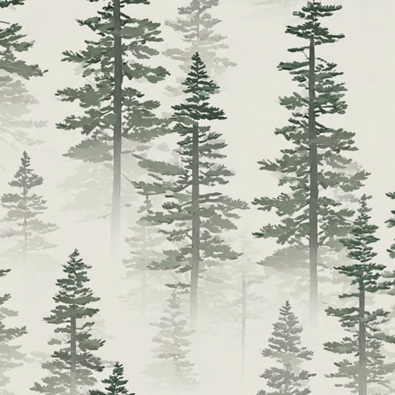 Woodland Peel and Stick Wallpaper 23.6in x 9.8ft Pine Forest Misty Evergreen Trees Soft Contact Paper Vinyl Waterproof Self Adhesive Wall Paper for Bedroom Shelf Cabinet Renter Friendly