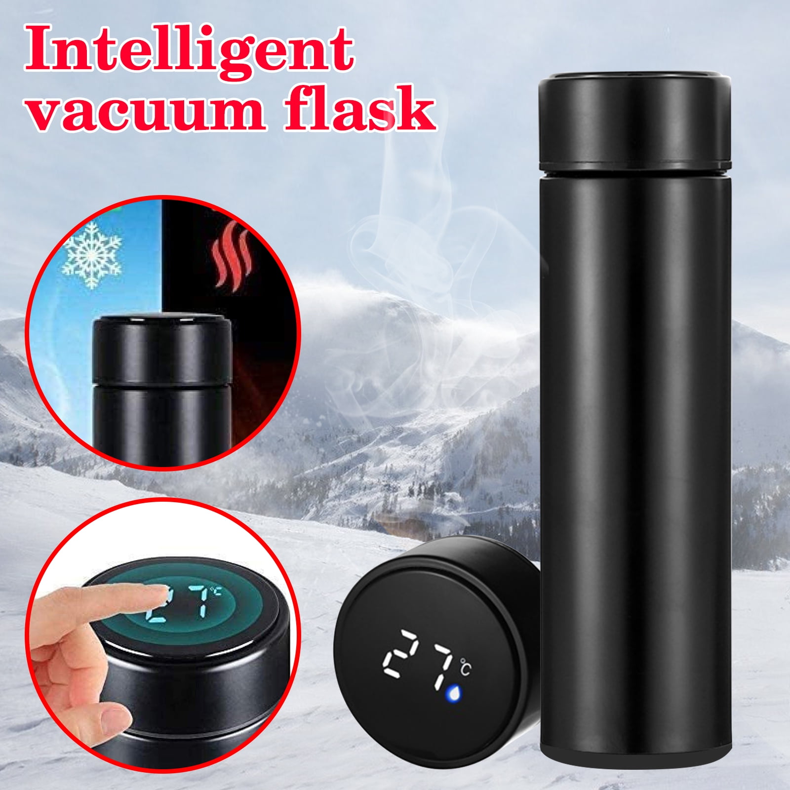 500ML Insulated Mug Vacuum Cup Water Thermos Bottle LED Display Stainles 