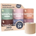 thumbnail image 1 of Papel higiénico Betterway, bambú sin blanquear, 3 capas, 12 rollos, 1 of 9