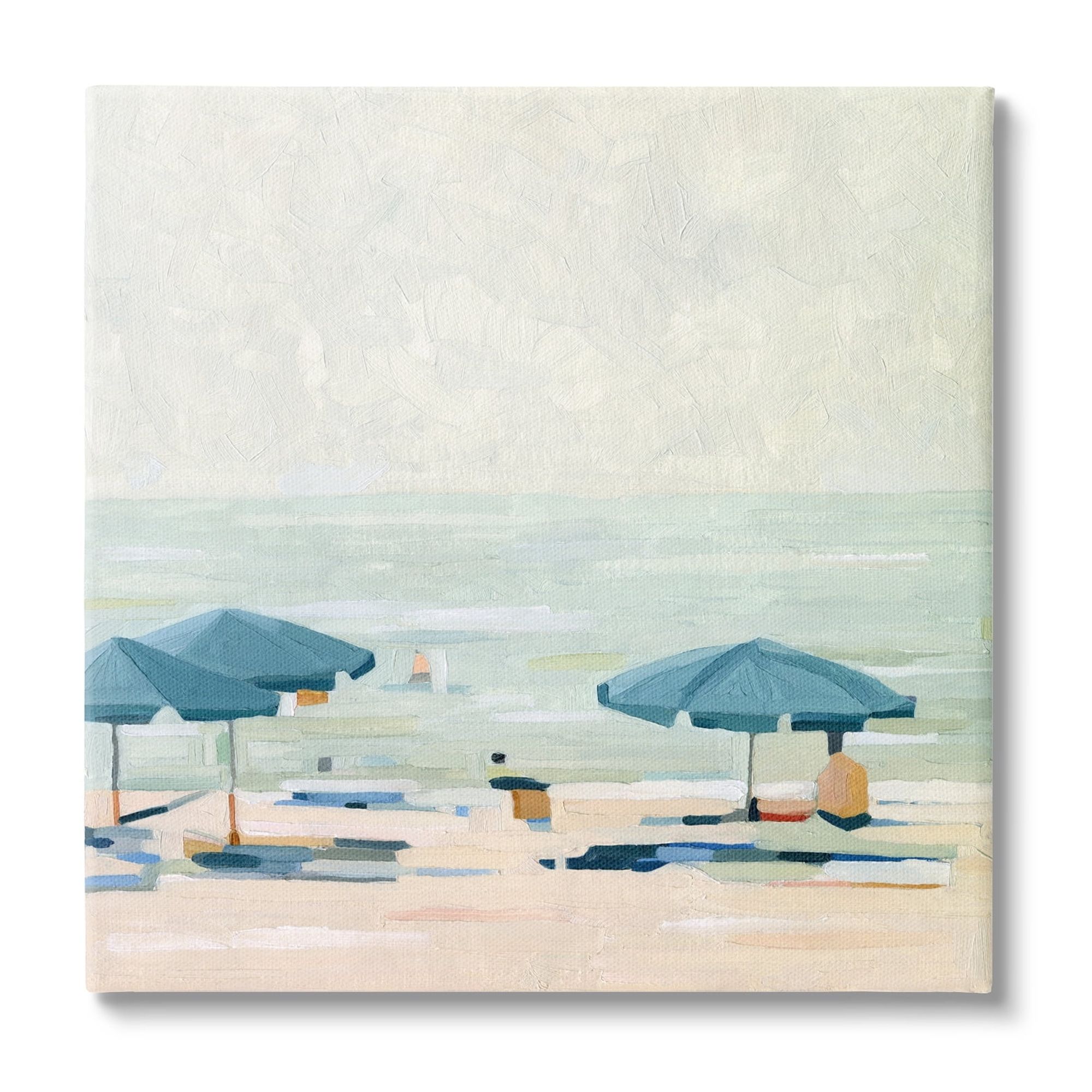 Stupell Industries Abstract Beach Umbrellas on Shore Coastal Painting Gallery Wrapped Canvas Print Wall Art