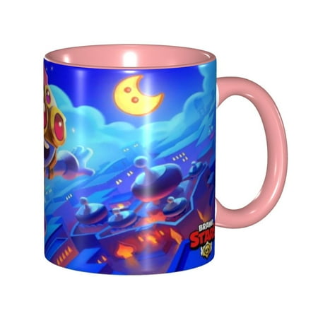 

Brawl-Stars Ceramic Coffee Mug -Double-Sided Print Ceramic Coffee Cups for Tabletop Game Lovers Novelty Coffee Mugs for Women & Men 11 oz