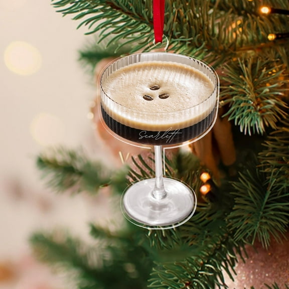 Personalized Espresso Martini Christmas Acrylic Ornament, Cusom Espresso Martini Ornament, Holiday Wine Glass Gift, Cocktail Lover Gift