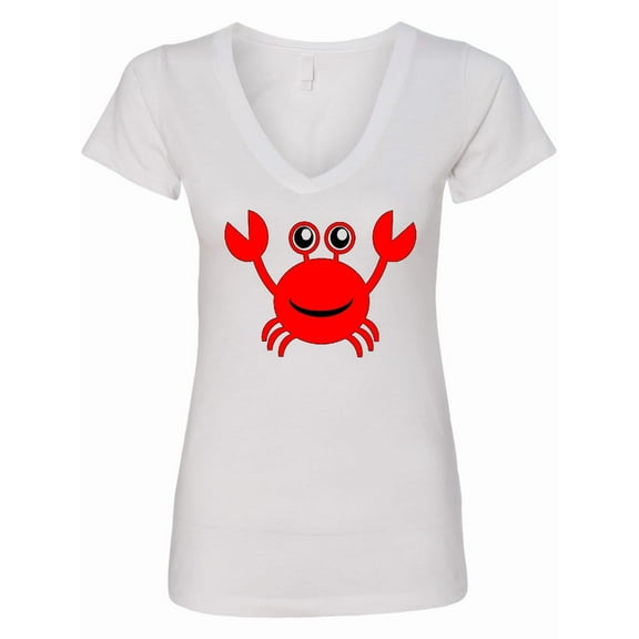 Inktastic Cute Red Crab Women's V-Neck T-Shirt