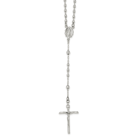 Sterling Silver Polished Rosary Necklace Made In India qh5123-16