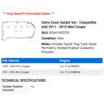 thumbnail image 2 of Valve Cover Gasket Set - Compatible with 2011 - 2015 Mini Cooper 2012 2013 2014, 2 of 2
