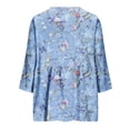 thumbnail image 5 of Zysthvn Womens Tops Casual Tunic Summer Floral 3/4 Sleeve Women T Shirt Lightweight V-Neck Loose Fit, 5 of 5