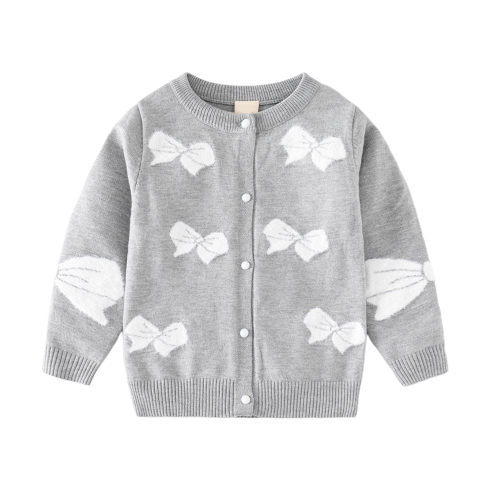 GDREDA Kids Toddler Baby Girls Spring Autumn Print Knit Sweater Long Sleeve  Coat Cardigan Clothes (Grey,9-10 Years)