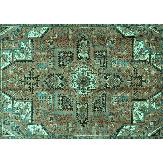 Ahgly Company Indoor Rectangle Persian Turquoise Blue Traditional Area Rugs, 8' x 10'