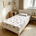 thumbnail image 6 of AuroraX Bed Sheets White Full Size Fitted Sheets Cooling,Sold Separately Deep Pockets Floral Patterned Single Bed Sheets for Summer, 6 of 6
