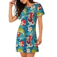 thumbnail image 2 of Fotbe Japanese Koi Bata de Dormir para Mujer con Estampado, Camisón de Algodón de Manga Corta, Ropa de Dormir Casual, 2 of 6