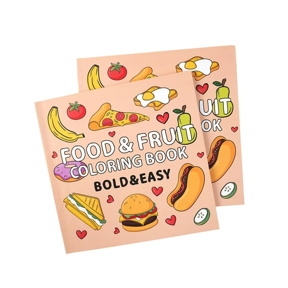 Libro Para Colorear Libro Para Colorear 40 Hojas De Comida, Fruta, Dibujos Animados, Niños Mayores De 4 Años Libro Para Colorear