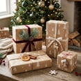 thumbnail image 2 of Clearance! Vintage Christmas Kraft Wrapping Paper Roll - Mini Roll - 17 Inch x 9.83 Feet - White Pine Tree Design, Perfect for Xmas Gifts & Home, Party Decor, 2 of 7