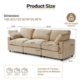 thumbnail image 4 of Magic Home 100.5" Modular Sectional Sofa, Modern Chenille L Shaped Cloud Couches Khaki Couch for Living Room, Apartment, Office, 3-Seat, Khaki, 4 of 11