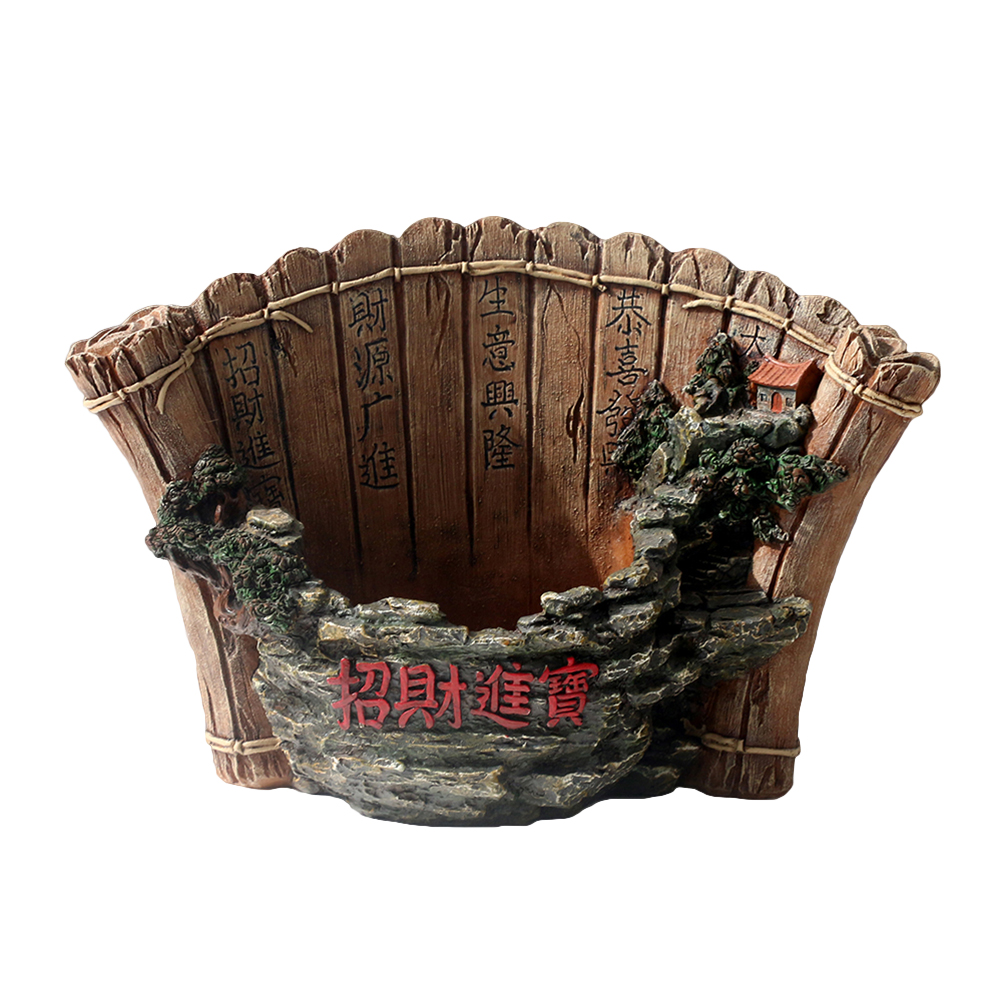 BESTONZON 1PC Ancient Chinese Flower Pot Resin Desktop Bonsai Pot Plant